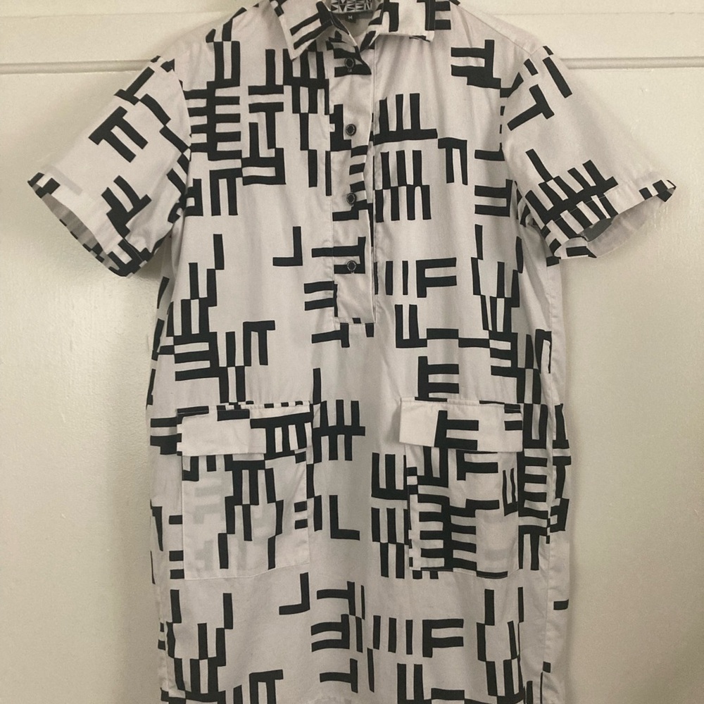 Dusen Dusen Rare Geometric Collared Shirt Dress